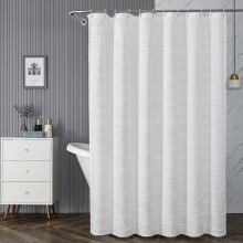 Rideau de douche imperméable en polyester blanc haute résistance, 70 x 70 pouces (178 x 178 cm), séchage rapide, œillets métalliques renforcés