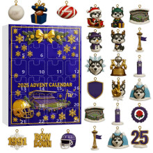 Calendar de Advent aniversar de Crăciun inspirat de echipa de fotbal 2025, 24 de ornamente de colecție, numărătoare inversă, cadou pentru fani,
