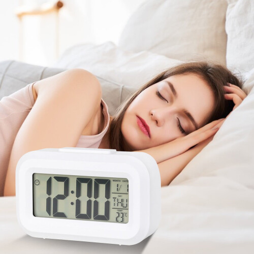 Lulshou LED Digital Alarm Clock with Snooze, 12/24H, Countdown Timer – White (Clearance)