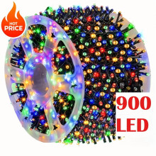 900 LED String Lights, 295FT, 8 Modes, Memory Function, Waterproof Green Wire – Outdoor/Garden/Birthday Decor (Multicolored/Cool/Warm White)
