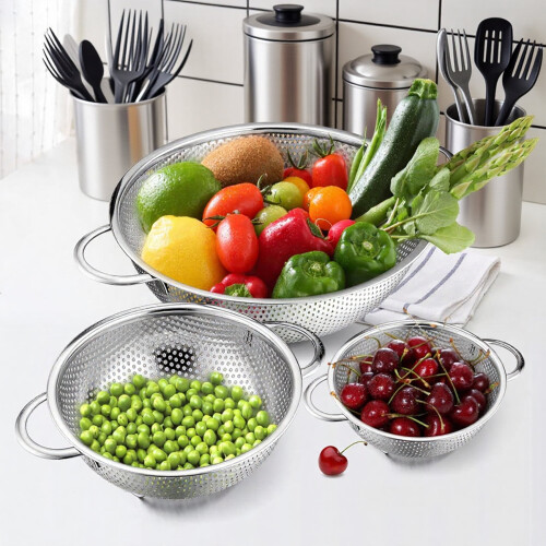 Edelstahl-Siebset, 3-teilig, 1/3/5 Qt 2