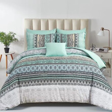 Boho comforter set sage green 8-piece microfiber