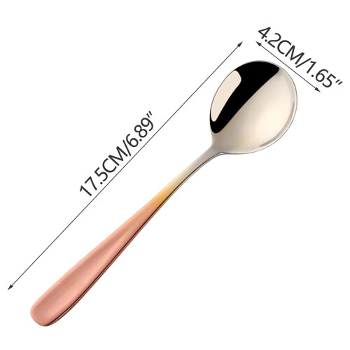 Pink304Stainless επίπεδη λαβή από ανοξείδωτο ατσάλι στρογγυλό κουτάλι με πυκνό κουτάλι 1