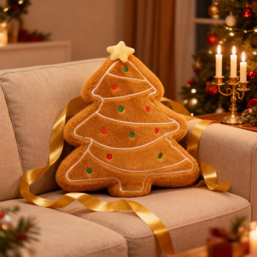 Almofada de Natal em formato de biscoito de gengibre, 36x34cm