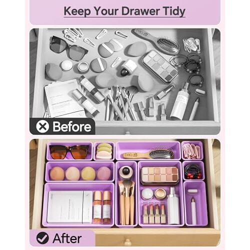 Set di 25 organizer per cassetti in plastica viola 2