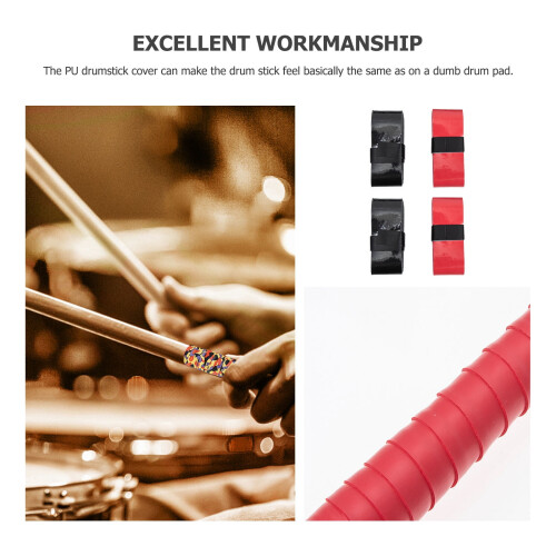 Drum Stick Protective Covers Black Anti-Slip 4 Pcs 1