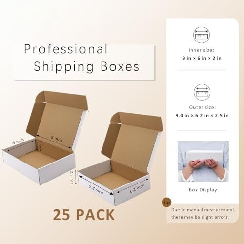 Caixas de papelão ondulado para envio, 7,4 x 5,2 x 2,1 polegadas, 50 unidades 1