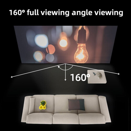 Tela de Projeção de 100, 120 e 130 polegadas com Grade Branca Antirreflexo e Ângulo de Visão de 160 para Uso Interno e Externo, Imagens de Alta 1