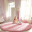 Pink round shag rug 6 ft diameter 4