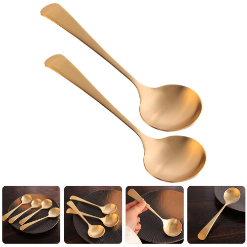 2pcs Decorative Brass Porridge Spoons Tableware for Home 1