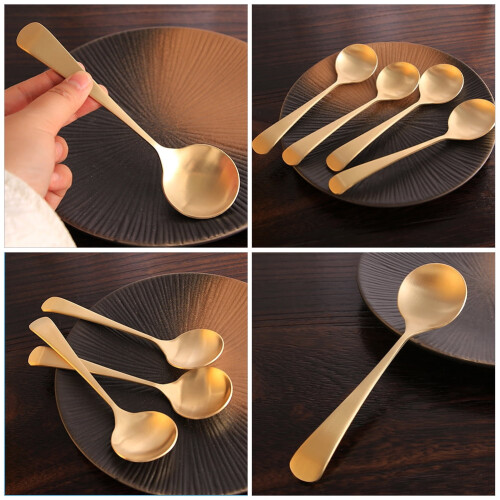 2pcs Decorative Brass Porridge Spoons Tableware for Home 2