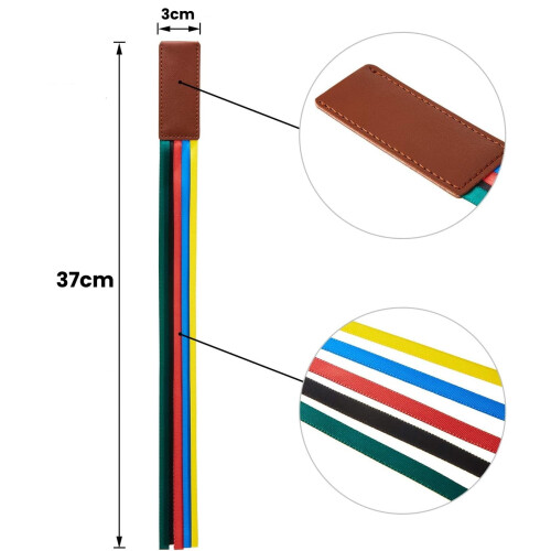 Semne de carte din piele artificială cu panglici de satin, pachet de 6 1