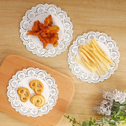 Toalhinhas de papel de 16,5 cm (6,5 polegadas), brancas, redondas e decorativas, pacote com 250 unidades. 2