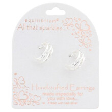 All That Sparkles Crossover Silver Plated Hoop Earrings