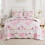 Blåt blomstermønster patchwork quiltsæt, vendbart 3-delt 2