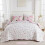 Blåt blomstermønster patchwork quiltsæt, vendbart 3-delt 3