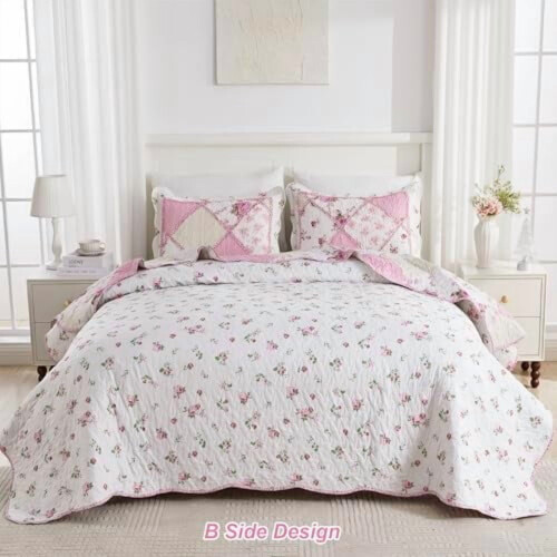 Set copriletto patchwork floreale blu, matrimoniale/queen size, 3 pezzi 2