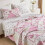Blåt blomstermønster patchwork quiltsæt, vendbart 3-delt 5
