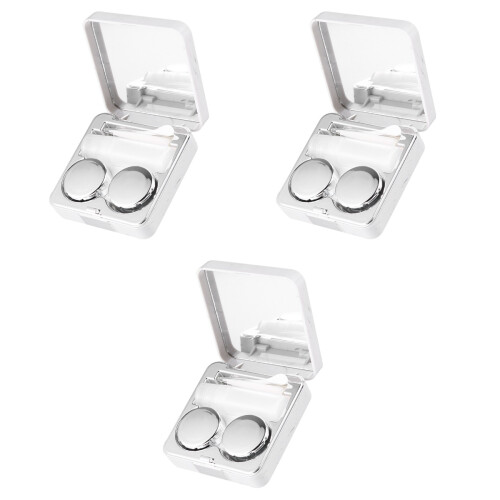 3Stk Silbern Lens Case Kunststoff Für Unterwegs 2