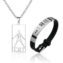 MAXQUU 1 Necklace and 1 Bracelet, Soccer Player Themed Jewelry, Creative Gifts, Sports Event Souvenirs.