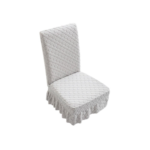 Stuhlhusse mit schrägen Kreisen, Stretch, Polyester, Grau 1