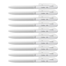 Pentel Oil Based Ballpoint Pen, Calme 0.5mm, Grayish, White, Black Ink, 10 Count BXA105W-A