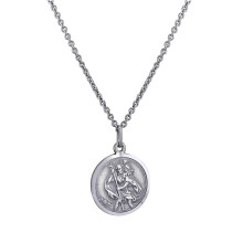 HURLEY BURLEY LONDON Men's Personalised Sterling Silver St Christopher Medal Belcher Necklace 56cm