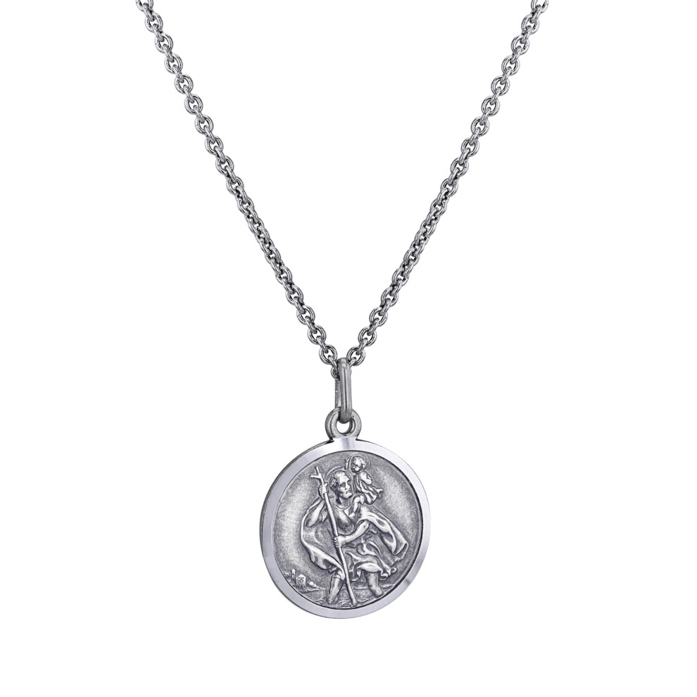 Hurley Burley London Men's Personalised Sterling St Christopher Medal Belcher Necklace 56Cm Silver