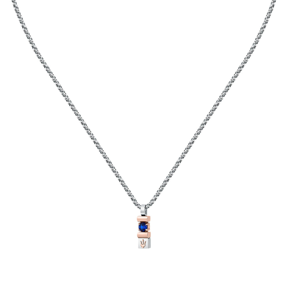 Maserati Men's Necklace In Steel, Sustainable Sapphires, Sapphire Collection - Jm334axo05
