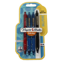 Paper Mate Inkjoy Retractable Ballpoint Pens. Asst Colours. Pack of 4.