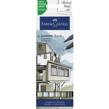 Faber-Castell Goldfaber Sketch 164807 Architecture Marker with Brush Tip and Fineliner Tip (Pack of 6)