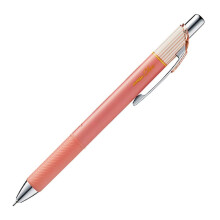 Pentel EnerGel Clena Retractable Liquid Gel Pen, Micro Fine Point 0.5mm Needle Tip, Red Ink, Salmon Pink Body (BLN75L-B)