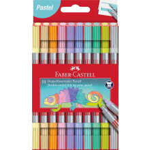 Faber-Castell Double Ended Fibre-tip Pen Set 10 x Pastel Colours