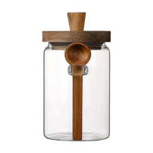 Bocal de conservation hermétique en verre MOQIN avec couvercle en bambou, grand récipient transparent pour café, thé, sucre, en-cas –