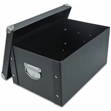 Boîte de rangement pliable avec couvercle, coins renforcés en métal et poignées – Organisateur décoratif pour jouets, photos, bureau et