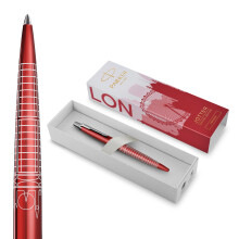 Parker Jotter Ballpoint Pen | Special Edition | London Red with Chrome Trim | Medium Point | Blue Ink | Gift Box