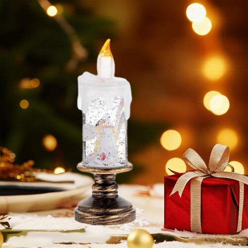 Flameless Snowball Candle 16cm Rotating Water Glitter LED