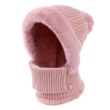 Women's 3-in-1 Knit Beanie with Scarf & Face Cover – Pink