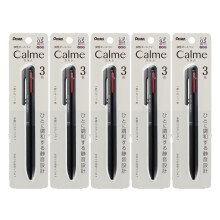 Pentel XBXAC35A Calme Tri-Color Ballpoint Pen, 0.02 inches (0.5 mm), Black, 5 Pieces