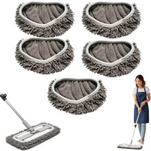 Recharges de serpillières en chenille, lingettes en microfibre réutilisables et lavables pour le nettoyage à sec/humide de différents types de