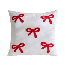 Rosa Schleifen-Kissenbezug, 45 x 45 cm, verspieltes Knotendekor für Bett/Sofa/Couch – Kompatibel mit Standard-Kissenfüllungen