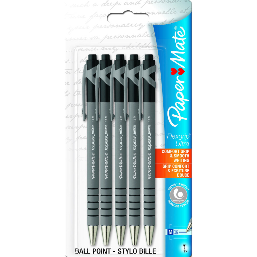 Paper Mate Papermate Flexgrip Pack Of 5 Retractable Ballpoint Pens - Black