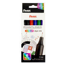 Pentel Pointliner Colour S40 Fineliner - Dye Ink 0.4 mm (12 x Set of 6 - Assorted Colours)