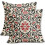 Μαύρα & Κόκκινα Μαξιλαροθήκες Boho 18x18", Vintage Εκτύπωση Λουλουδιών, Λινά Τετράγωνα 1