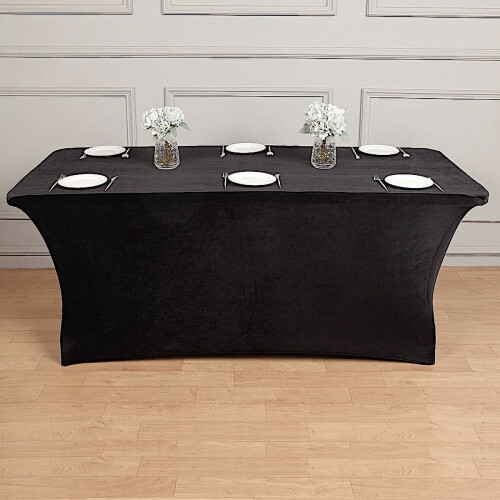 Black Velvet Fitted Tablecloth for 72x30in Rectangular Table