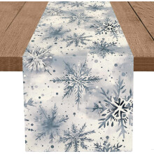 Winter Table Runner Snowflake Christmas Long Runners 13 x 48 Inch Watercolor Holiday Farmhouse Home Kitchen Table Decorations