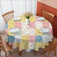 Pioneer Flower Floral Print Pattern Round Tablecloth 60 X 60 Inch, Wrinkle Resistant Wipeable Table Cloth for Kitchen Dining Picnic Patio Party