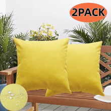 Wasserdichte Outdoor-Kissenbezüge, 45 x 45 cm, Gelb, 2er-Pack – Passend für Standard-Quadratkissen
