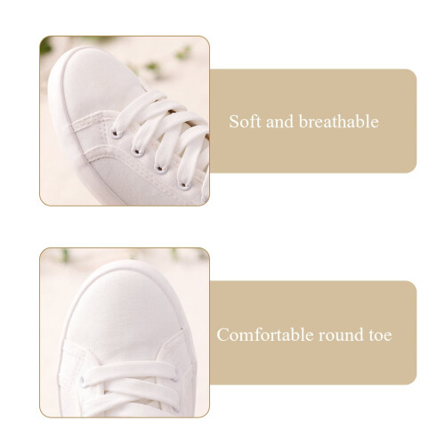 Baskets basses blanches en cuir synthétique pour femmes 2