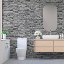 Papel pintado autoadhesivo con diseño retro de ladrillo y piedra - Impermeable y fácil de limpiar para armarios de cocina, mesas y sillas -